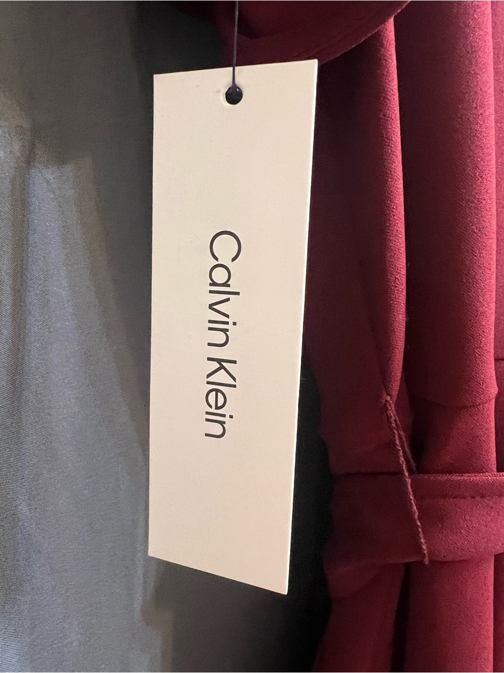 NWT Calvin Klein Women's Burgundy flutter Sleeve wide leg  belted Jumpsuit sz 14 - Picture 6 of 8